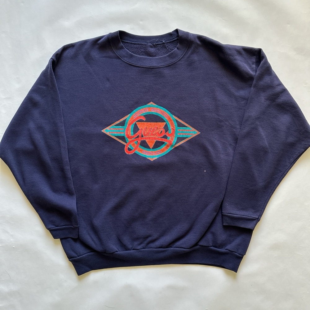 Vintage Guess jeans logo navy crewneck sweater